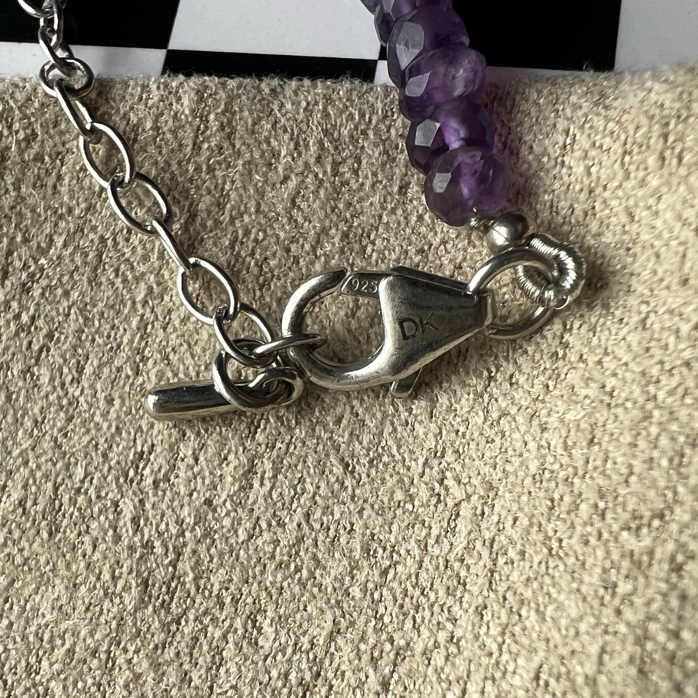 Purple Amethyst π Faceted Bead Necklace 60ctw Sterling Silver - Picture 15 of 16